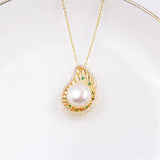 14k Green Zircon Pearl Necklace Pendant DIY Accessories Women