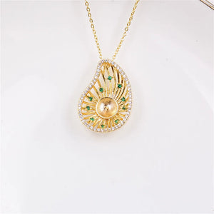 14k Green Zircon Pearl Necklace Pendant DIY Accessories Women