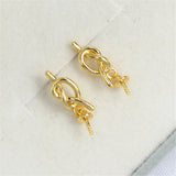 14k Gold Rope Knot Pearl Stud Earrings DIY Kit for Women