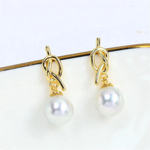 14k Gold Rope Knot Pearl Stud Earrings DIY Kit for Women