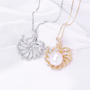 14k Gold Plated Zircon Pearl Necklace Pendant for Women