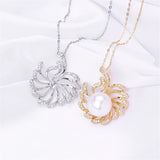 14k Gold Plated Zircon Pearl Necklace Pendant for Women
