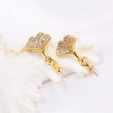 Gold Plated Ginkgo Leaf Earrings with Zircon Pearl