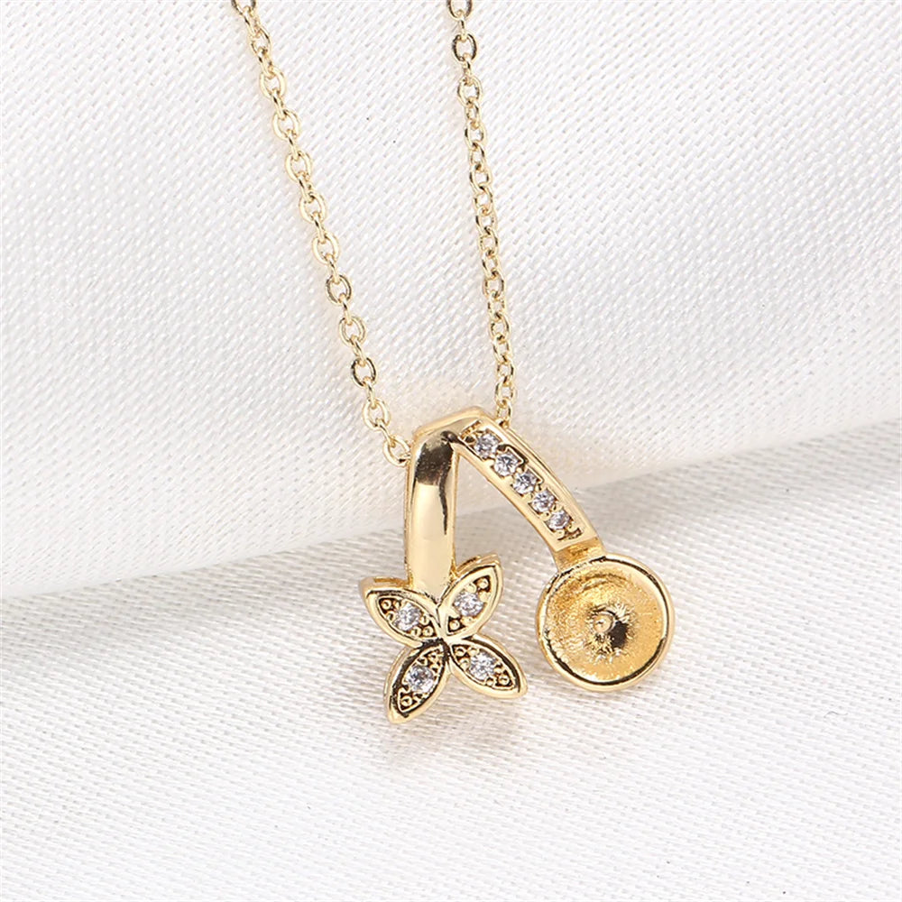 14k Gold Plated Zircon & Pearl Pendant Necklace for Women