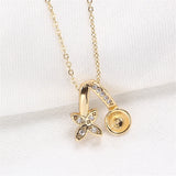 14k Gold Plated Zircon & Pearl Pendant Necklace for Women