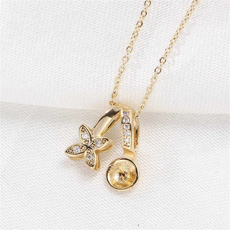 14k Gold Plated Zircon & Pearl Pendant Necklace for Women