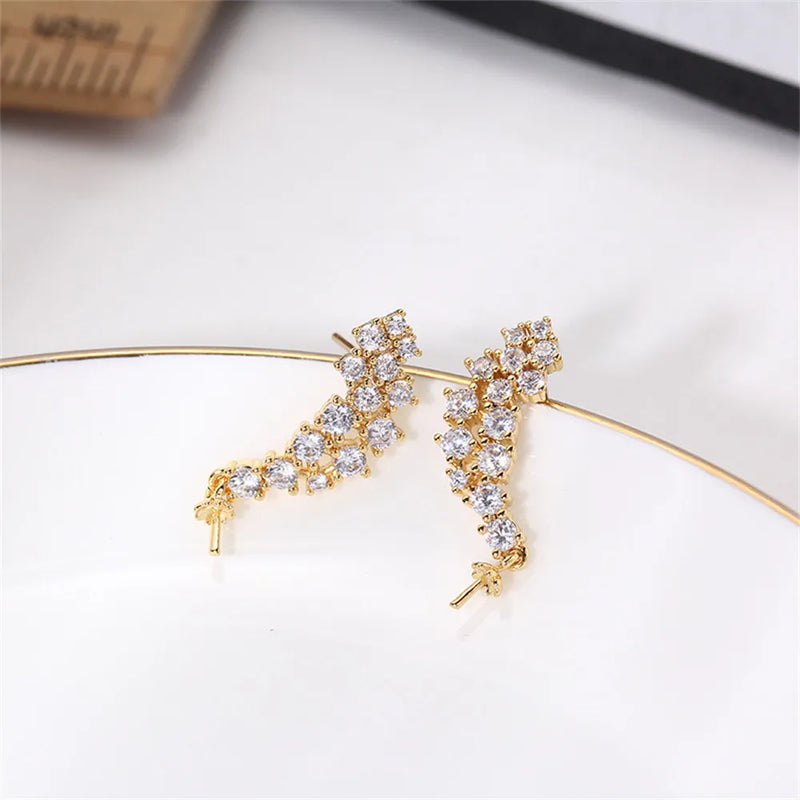 14k Plated Zircon Pearl Earrings DIY Accessories