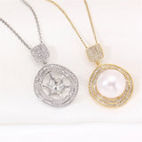 14k Plated Zircon Pearl Necklace Pendant for Women