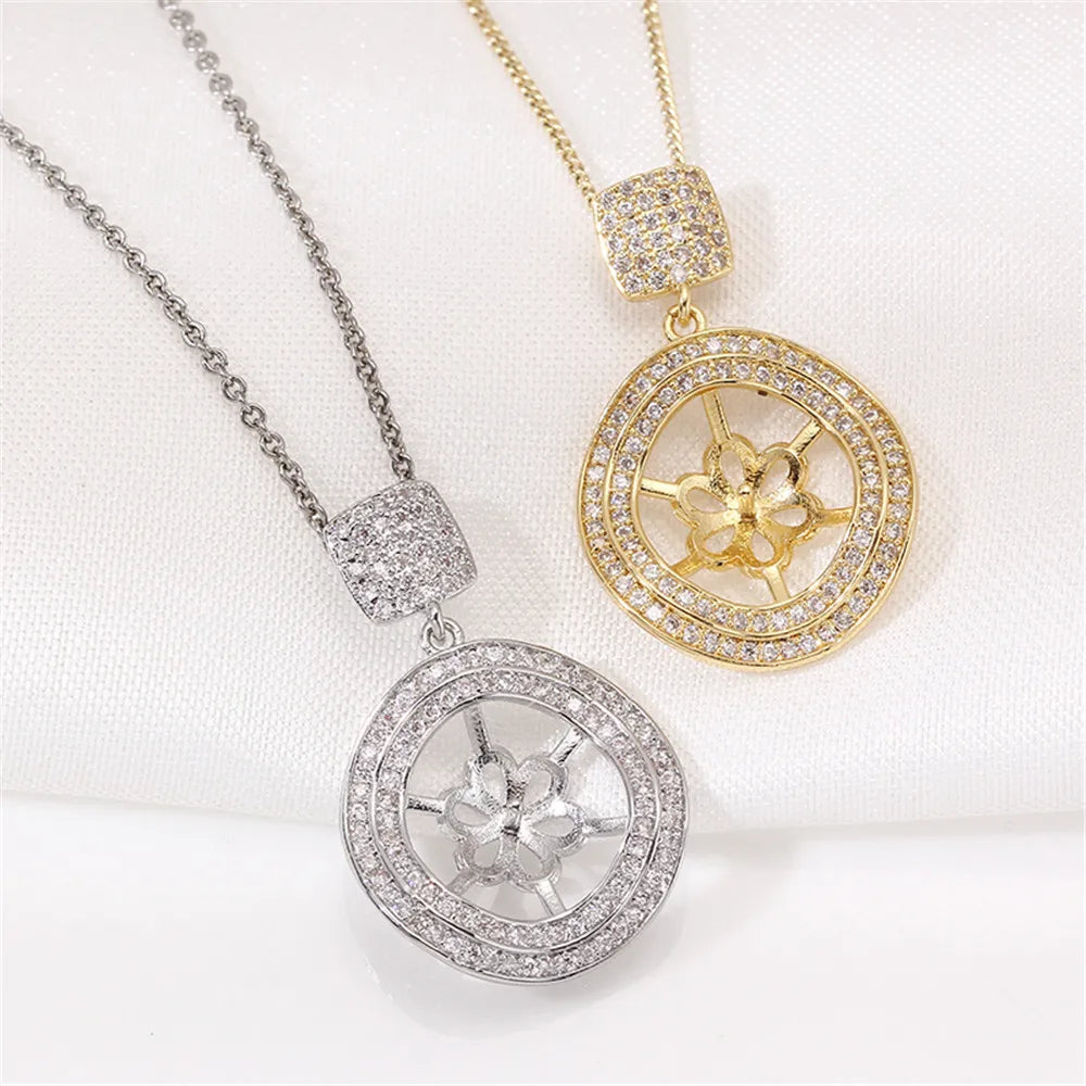 14k Plated Zircon Pearl Necklace Pendant for Women