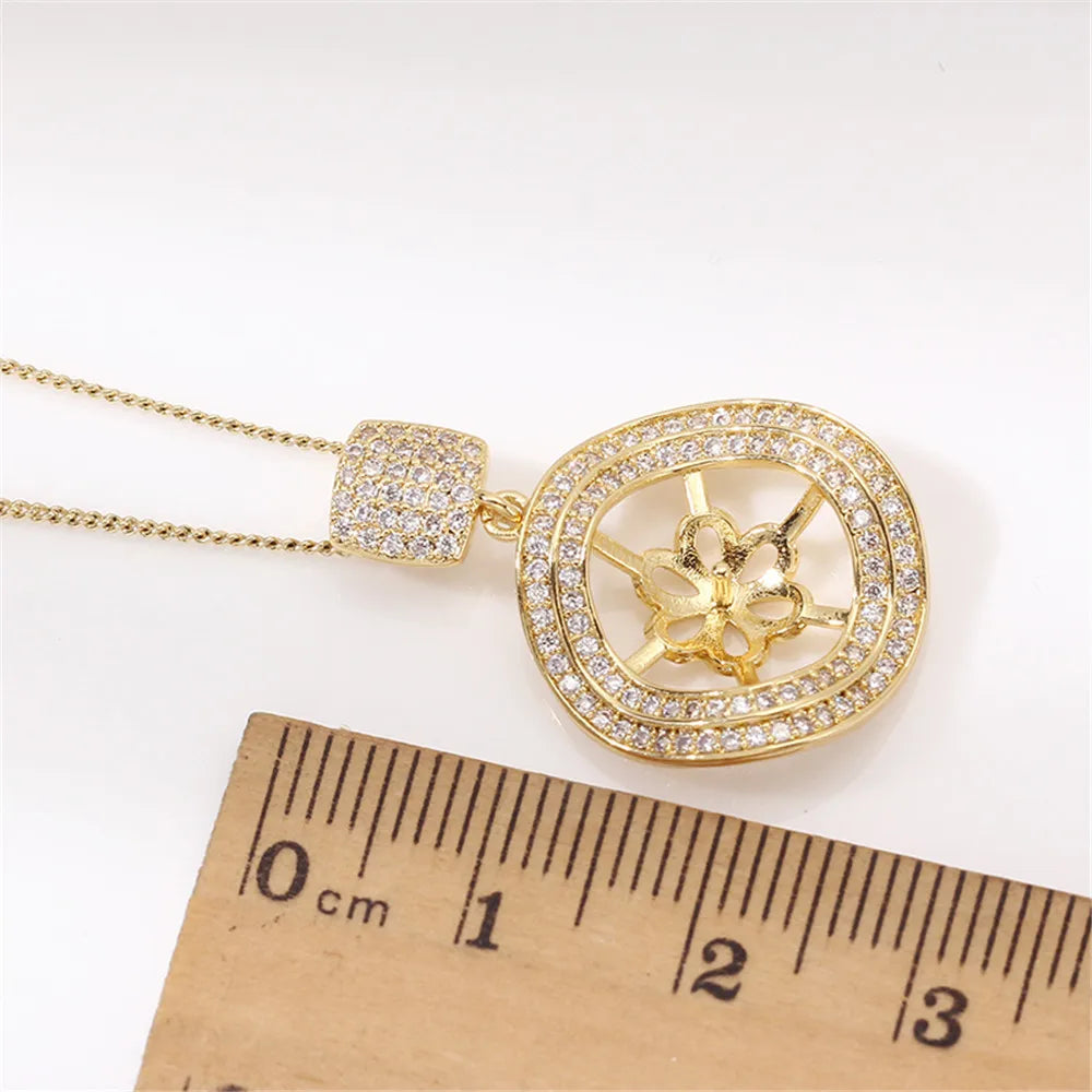 14k Plated Zircon Pearl Necklace Pendant for Women