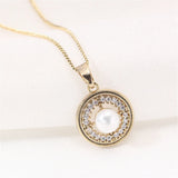 14k Plated Zircon Pearl Necklace Pendant DIY Accessories