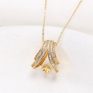 14k Plated Floral Zircon Pearl Necklace DIY Accessories