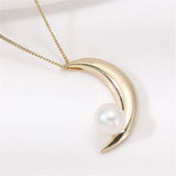 14k Plated Moon Pearl Pendant DIY Accessories for Women