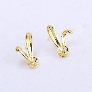 14k Plated Rabbit Ears Pearl Earrings, Silver Needle DIY Accessories