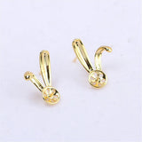 14k Plated Rabbit Ears Pearl Earrings, Silver Needle DIY Accessories
