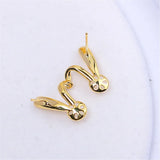 14k Plated Rabbit Ears Pearl Earrings, Silver Needle DIY Accessories