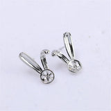 14k Plated Rabbit Ears Pearl Earrings, Silver Needle DIY Accessories