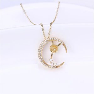 14k Plated Moon Pearl Pendant DIY Accessories for Women