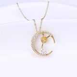 14k Plated Moon Pearl Pendant DIY Accessories for Women