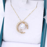 14k Plated Moon Pearl Pendant DIY Accessories for Women