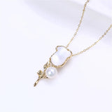 14k Plated Roses & Shells Freshwater Pearls Pendants DIY Accessories
