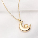14k Plating Color-preserving Moon Shell Pearl Necklace Pendant