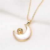 14k Plating Color-preserving Moon Shell Pearl Necklace Pendant