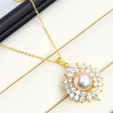 14k Wrapped Zircon Pearl Necklace Pendant DIY Gift Set