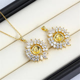 14k Wrapped Zircon Pearl Necklace Pendant DIY Gift Set