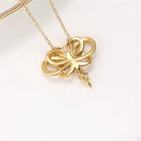 14k Gold-coated Bow Zircon Pearl Pendant DIY Accessories