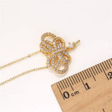 14k Gold-coated Bow Zircon Pearl Pendant DIY Accessories