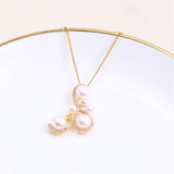 14k Gold-plated Multi-bead Zircon Pearl Necklace Pendant