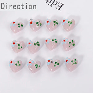 3D Glass Flower Peach Heart Love Jewelry Accessories