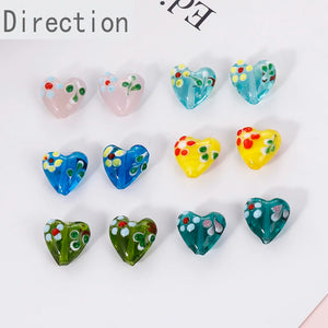 3D Glass Flower Peach Heart Love Jewelry Accessories