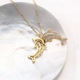 14k Plated Dolphin Pearl Necklace with Retention, DIY Pendant Accessories