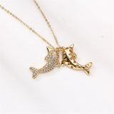 14k Plated Dolphin Pearl Necklace with Retention, DIY Pendant Accessories