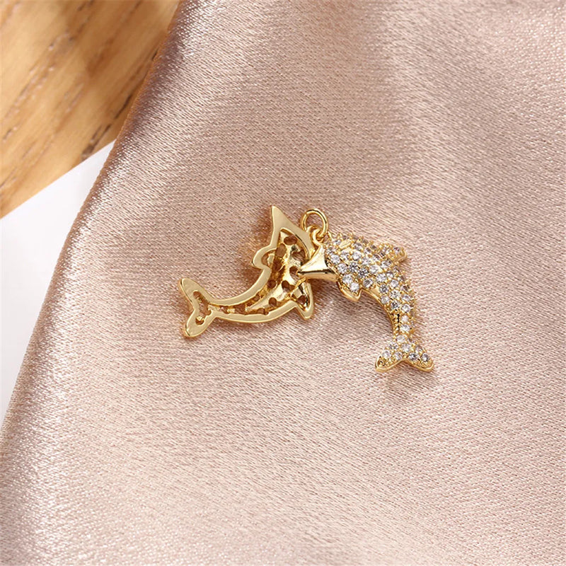 14k Plated Dolphin Pearl Necklace with Retention, DIY Pendant Accessories