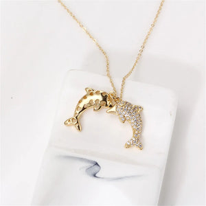 14k Plated Dolphin Pearl Necklace with Retention, DIY Pendant Accessories