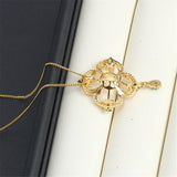 14k Lucky Grass Pearl Necklace Pendant Bracket DIY Accessories
