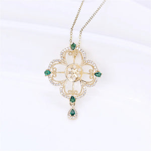 14k Lucky Grass Pearl Necklace Pendant Bracket DIY Accessories