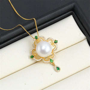 14k Lucky Grass Pearl Necklace Pendant Bracket DIY Accessories