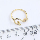 14k Star Moon Ring Zircon Pearl Bracket, Adjustable DIY Accessories