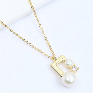 14k Zircon Double Pearl Necklace Pendant DIY Accessory