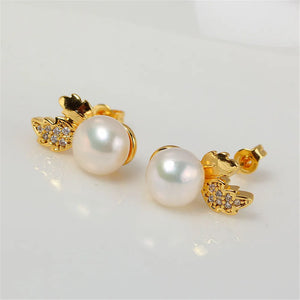 14k Leaf Zircon Pearl Earrings S925 Silver Needle Holder DIY Accessories