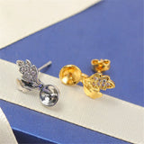 14k Leaf Zircon Pearl Earrings S925 Silver Needle Holder DIY Accessories