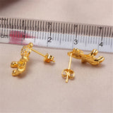 14k Little Bear Zircon Pearl Earrings S925 Silver Needle Earrings