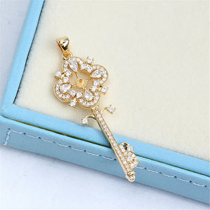 14k Plated Zircon Pearl Necklace Pendant with DIY Accessories