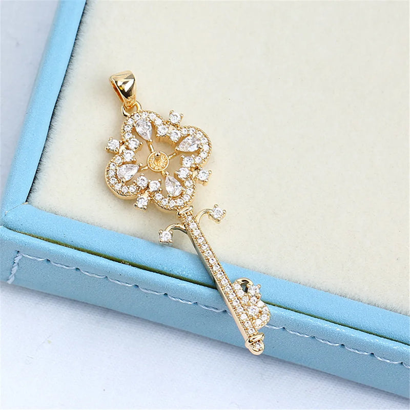 14k Plated Zircon Pearl Necklace Pendant with DIY Accessories