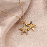 14k Plated Sea Star Pearl Zircon Necklace Pendant DIY