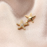 14k Plated Sea Star Pearl Zircon Necklace Pendant DIY